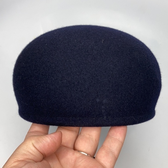 100% wool felt classic hat navy blue made in Czech Republic size large - Picture 4 of 7
